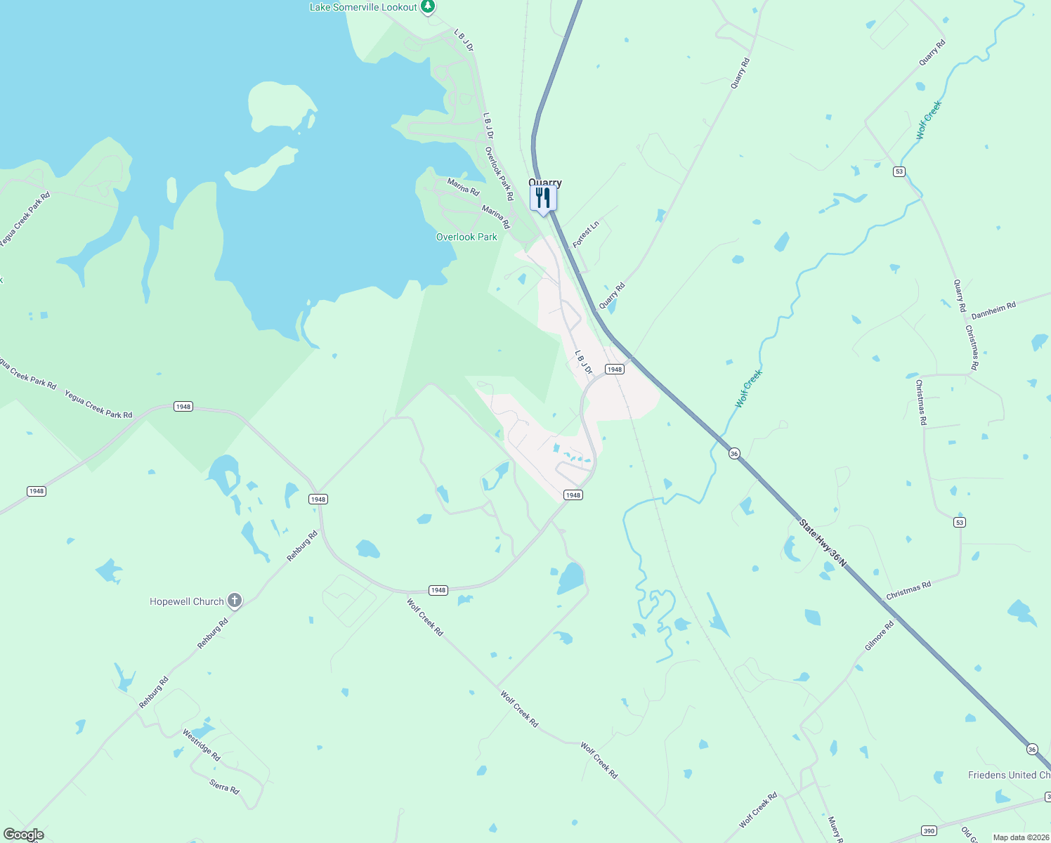 map of restaurants, bars, coffee shops, grocery stores, and more near 11401 Lakeview Circle in Brenham