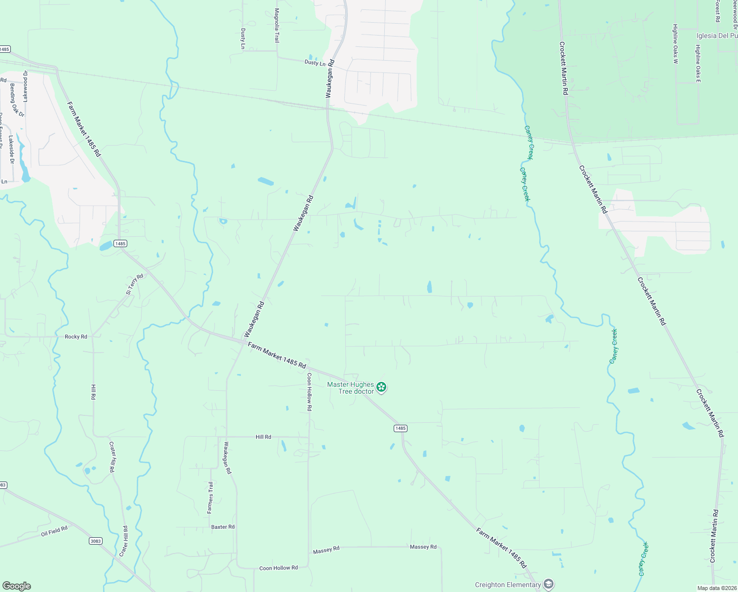 map of restaurants, bars, coffee shops, grocery stores, and more near 15334 Crowley Road in Conroe