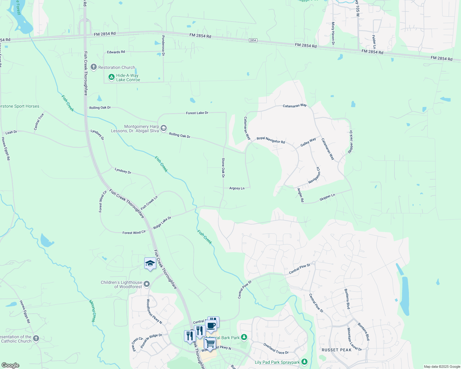 map of restaurants, bars, coffee shops, grocery stores, and more near 268 Argosy Ln in Montgomery
