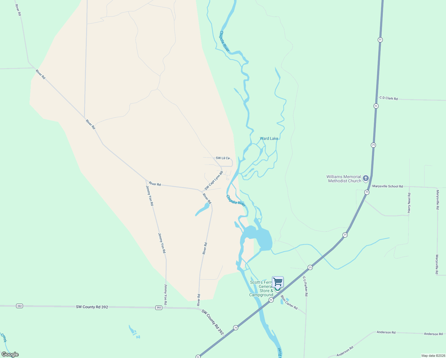 map of restaurants, bars, coffee shops, grocery stores, and more near 14453 Barker Road in Wewahitchka