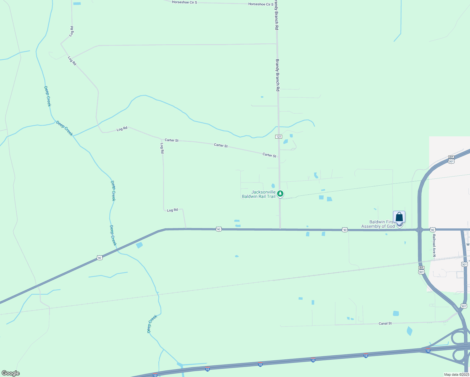 map of restaurants, bars, coffee shops, grocery stores, and more near 2401 Canal Road in Baldwin