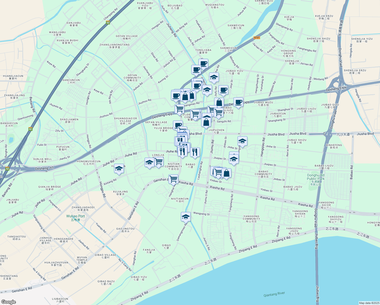 map of restaurants, bars, coffee shops, grocery stores, and more near in Hangzhou