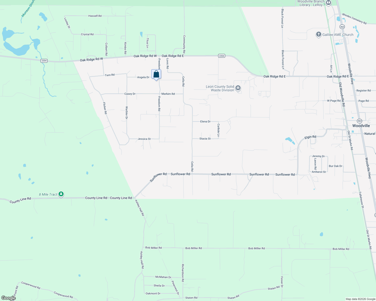map of restaurants, bars, coffee shops, grocery stores, and more near 8910 Celia Road in Tallahassee