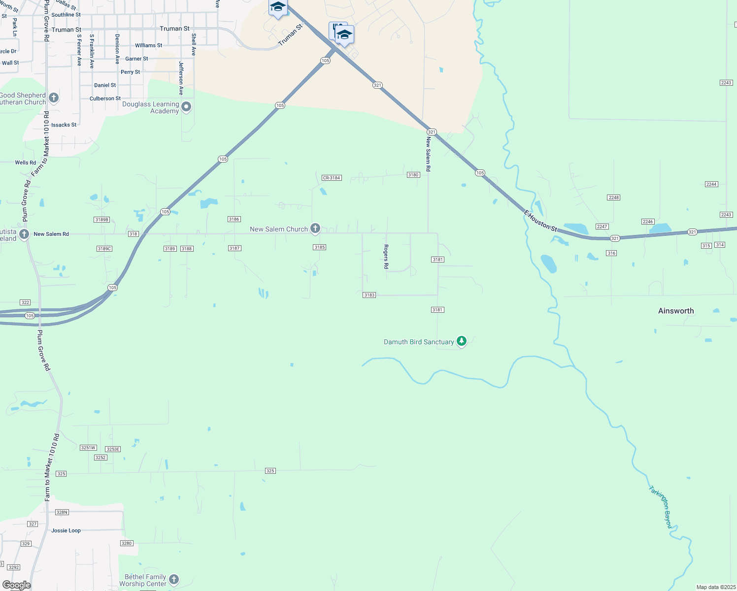 map of restaurants, bars, coffee shops, grocery stores, and more near 316 County Road 3183 in Cleveland