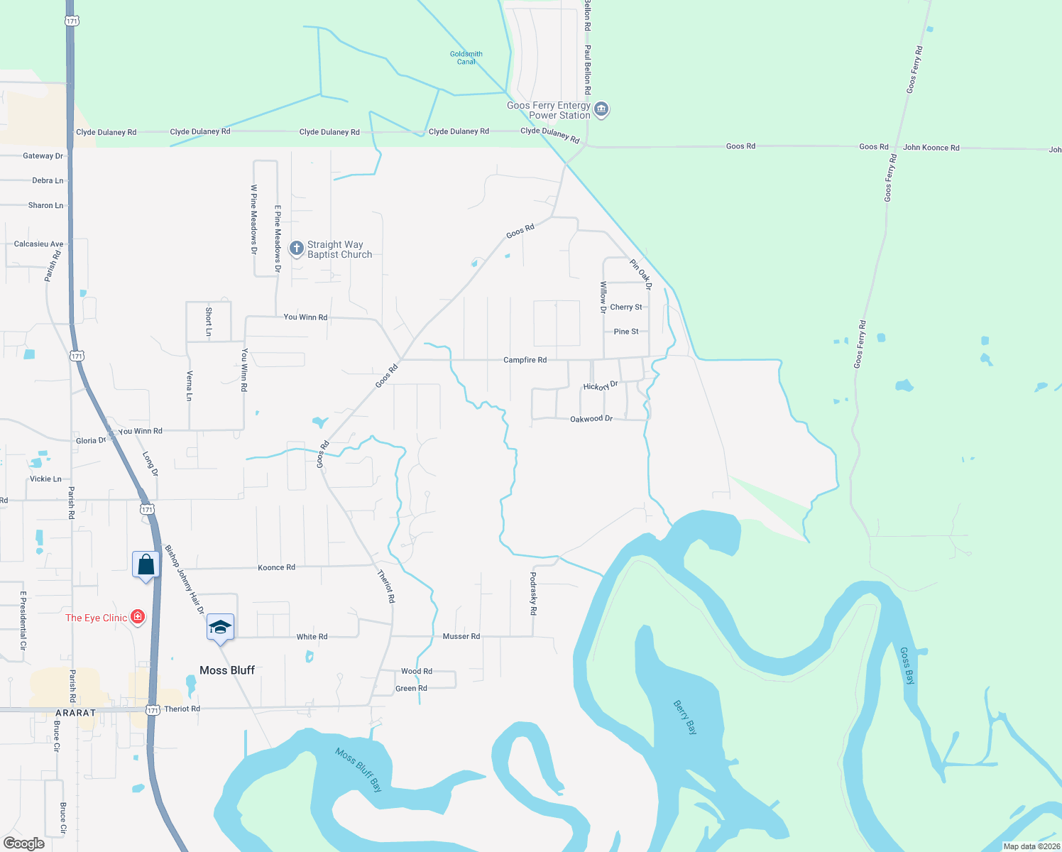 map of restaurants, bars, coffee shops, grocery stores, and more near 917 Baywood Dr in Lake Charles