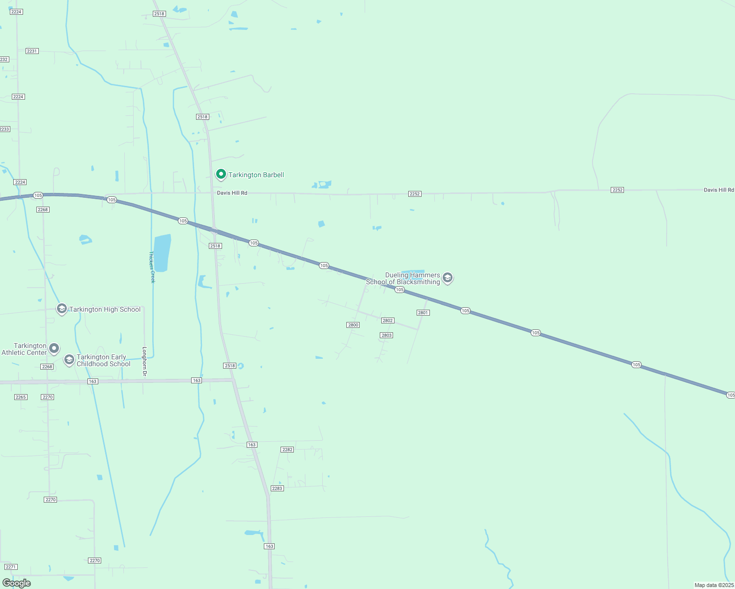 map of restaurants, bars, coffee shops, grocery stores, and more near 68 County Road 2800 in Cleveland