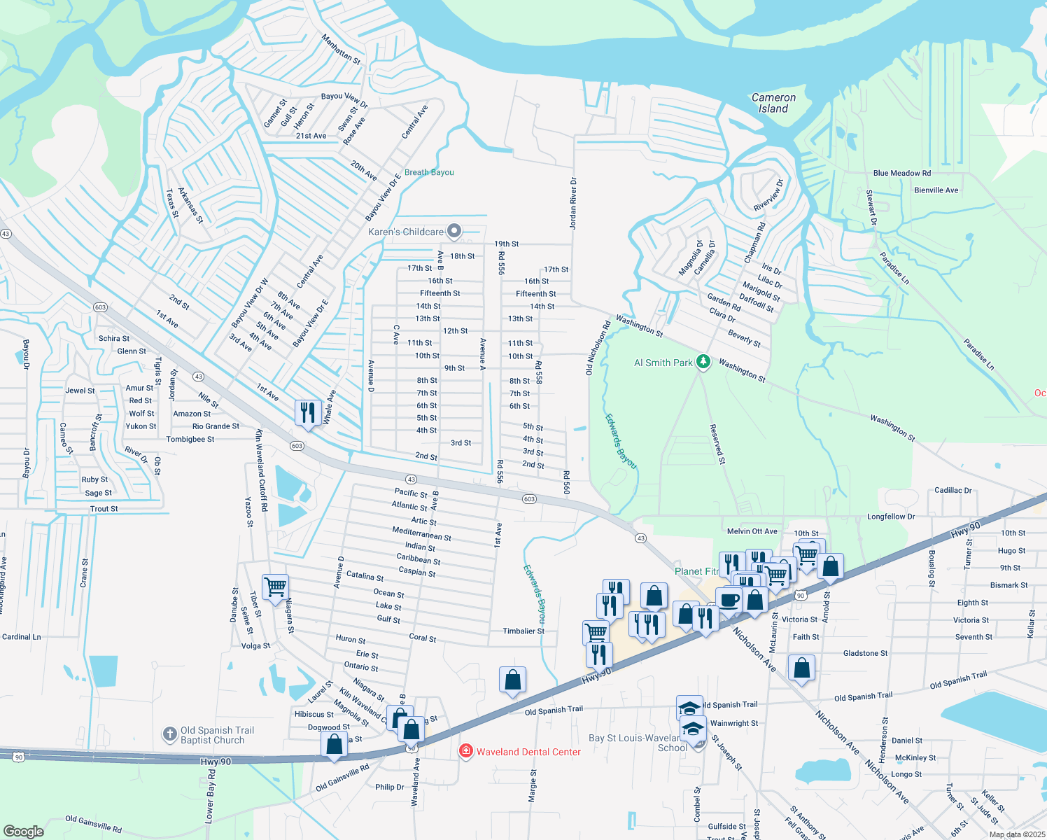map of restaurants, bars, coffee shops, grocery stores, and more near 3078 5th St in Hancock