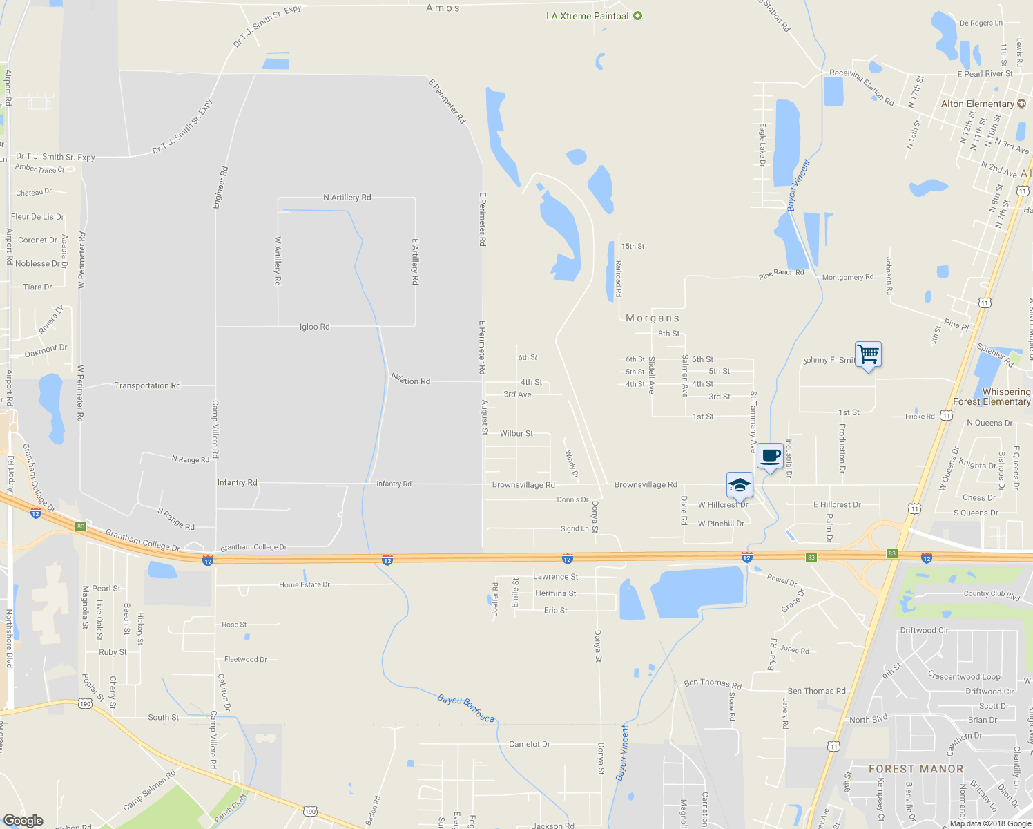 map of restaurants, bars, coffee shops, grocery stores, and more near 61141 Richard Avenue in Slidell