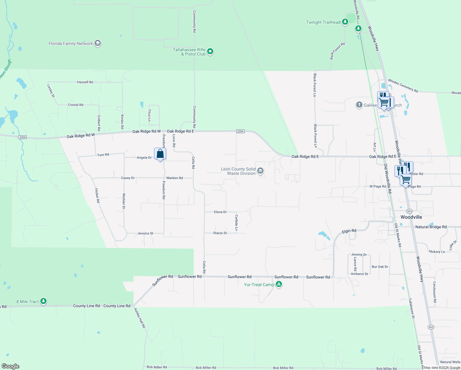 map of restaurants, bars, coffee shops, grocery stores, and more near 8760 D L Crosby Lane in Tallahassee