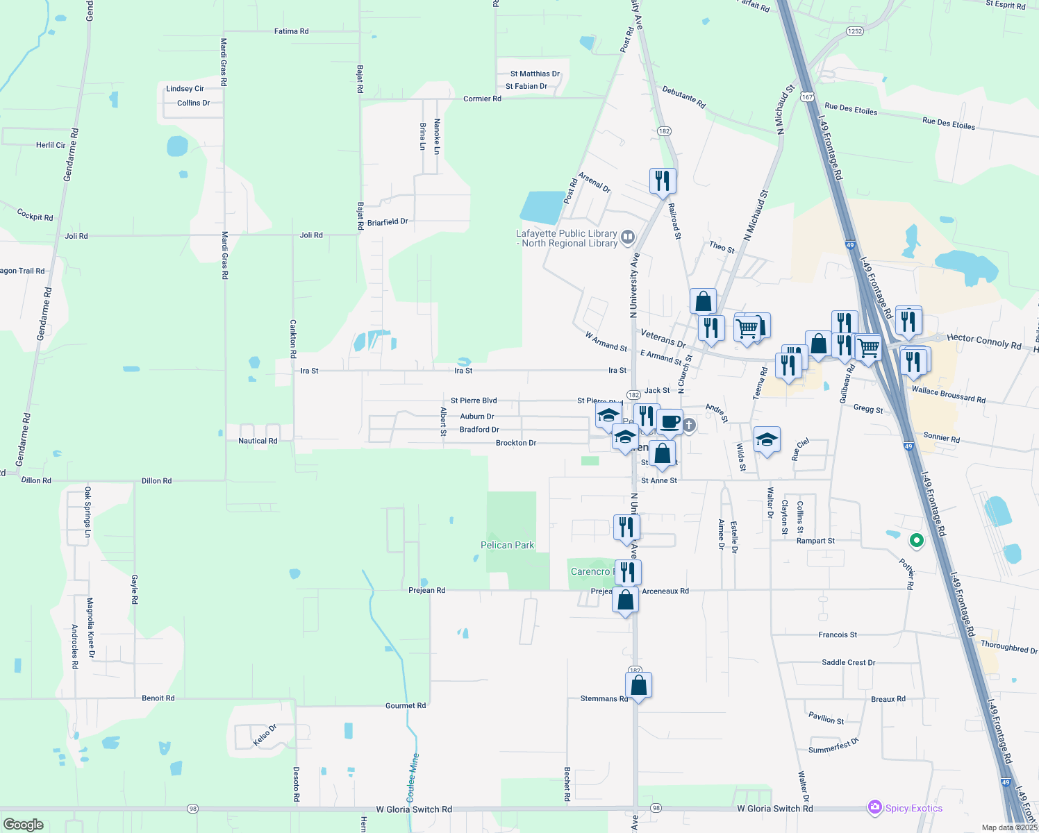 map of restaurants, bars, coffee shops, grocery stores, and more near Morocco in Carencro