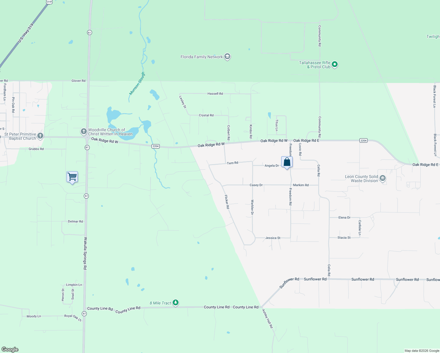 map of restaurants, bars, coffee shops, grocery stores, and more near 8697 Flicker Road in Tallahassee