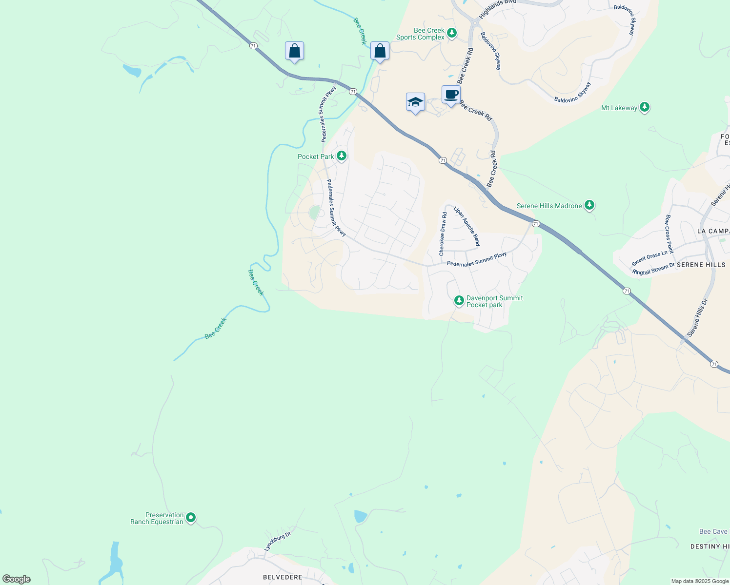 map of restaurants, bars, coffee shops, grocery stores, and more near 6217 Empresa Drive in Austin
