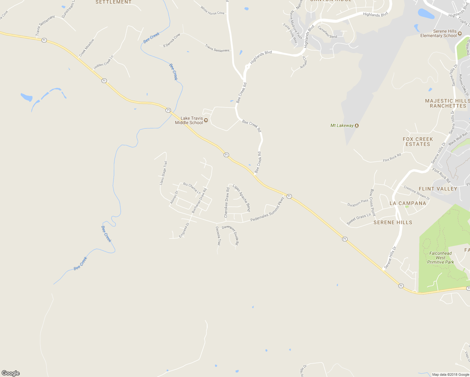 map of restaurants, bars, coffee shops, grocery stores, and more near 18100 Kiowa Draw Cove in Austin