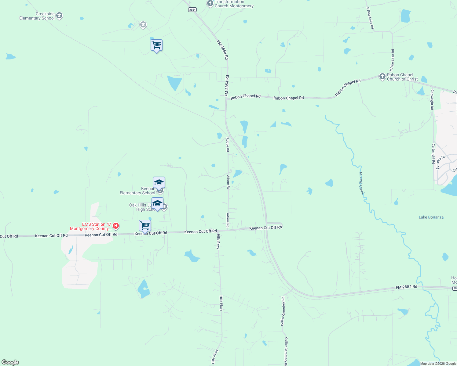 map of restaurants, bars, coffee shops, grocery stores, and more near 7190 Adoue Road in Montgomery