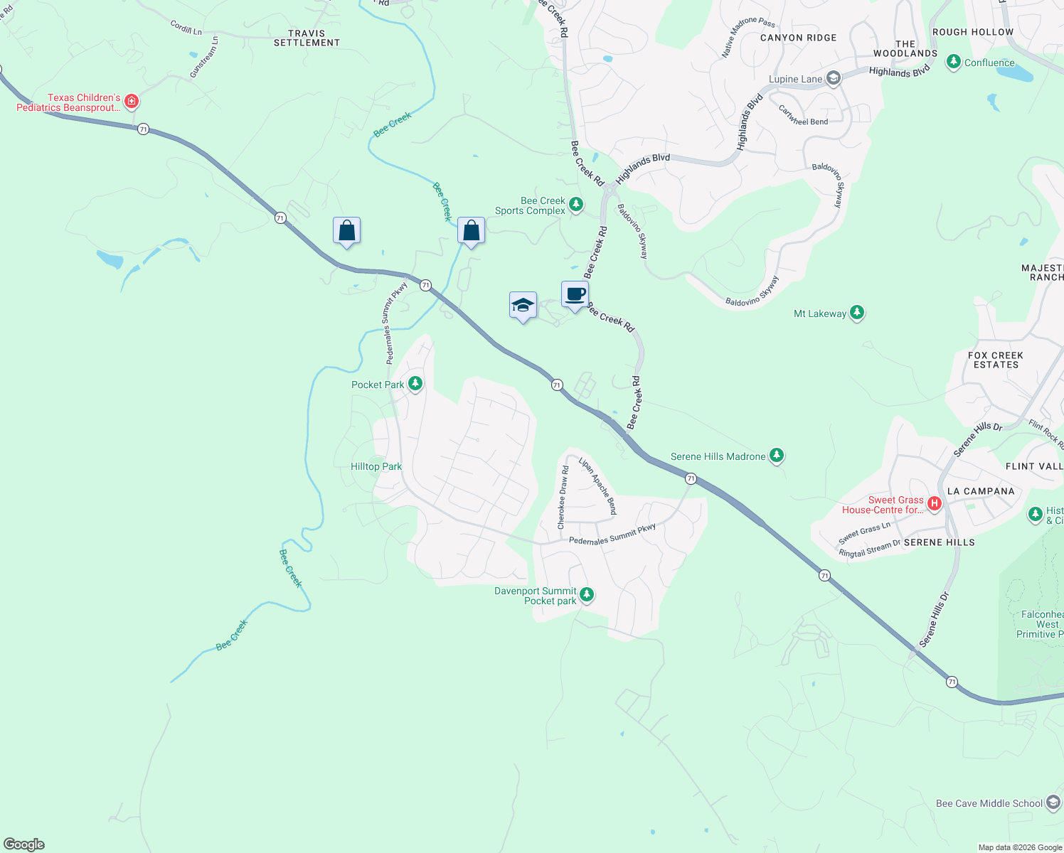 map of restaurants, bars, coffee shops, grocery stores, and more near 5301 Buchanan Draw Road in Austin