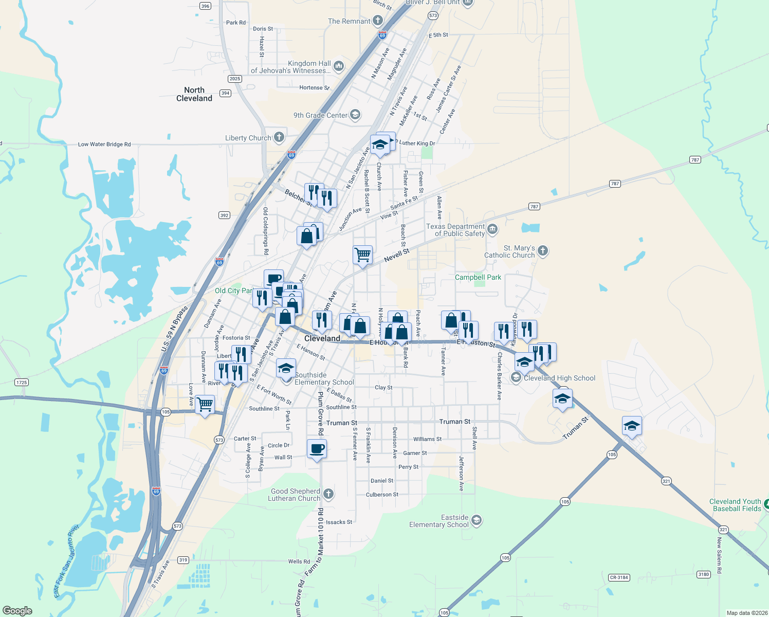 map of restaurants, bars, coffee shops, grocery stores, and more near 230 North Holly Avenue in Cleveland