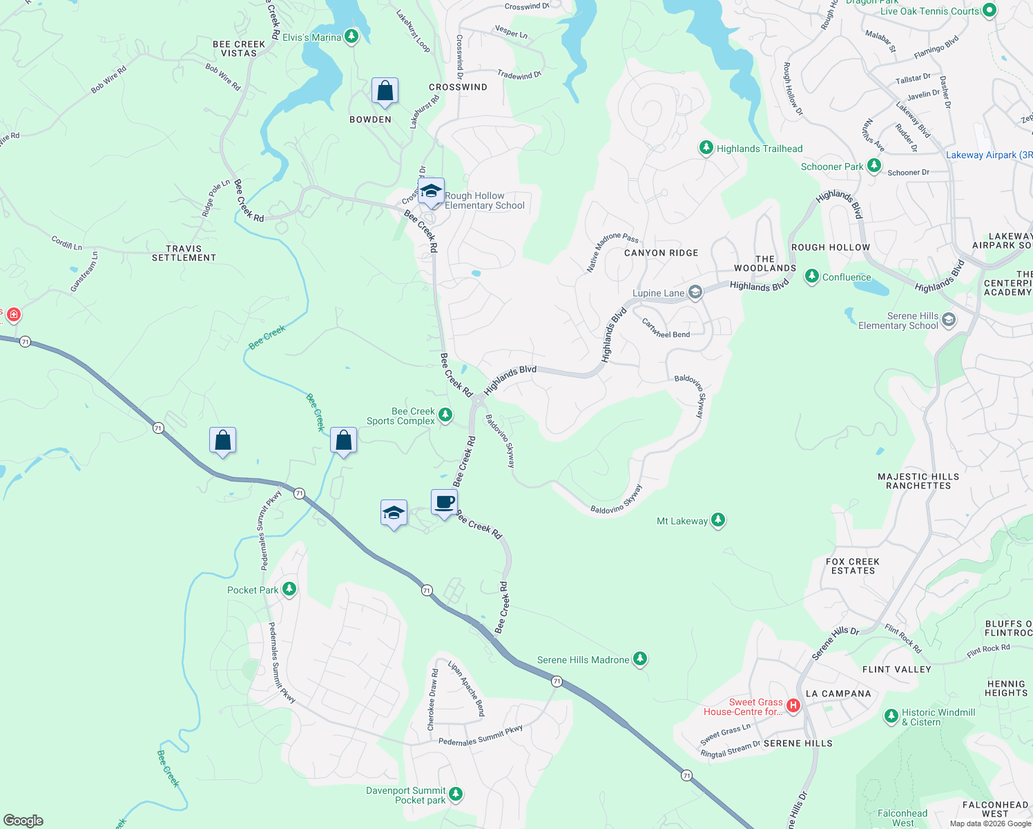 map of restaurants, bars, coffee shops, grocery stores, and more near 208 San Donato Cove in Briarcliff