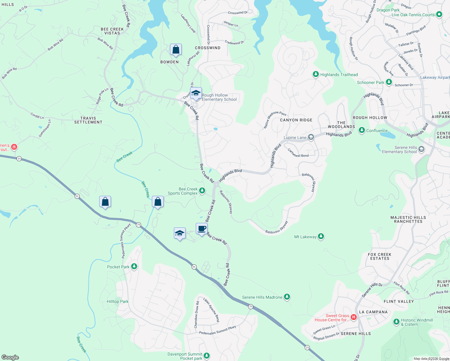 map of restaurants, bars, coffee shops, grocery stores, and more near 392 San Donato Drive in Briarcliff