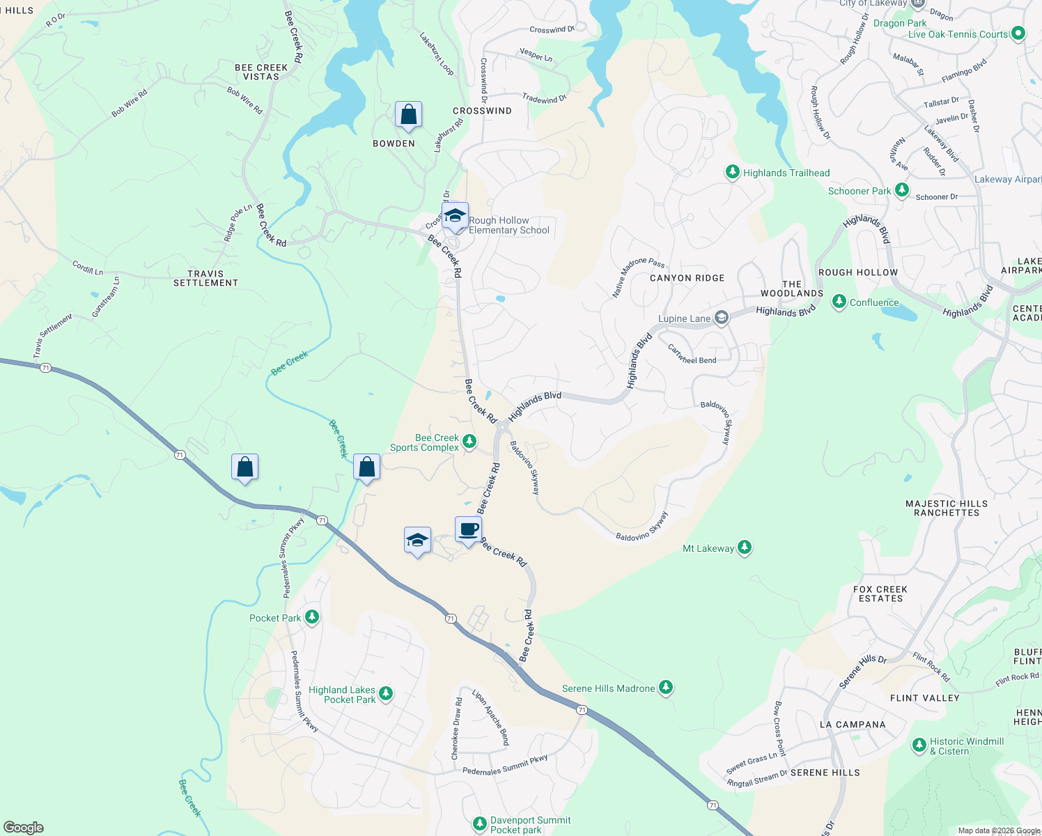 map of restaurants, bars, coffee shops, grocery stores, and more near 392 San Donato Cove in Lakeway