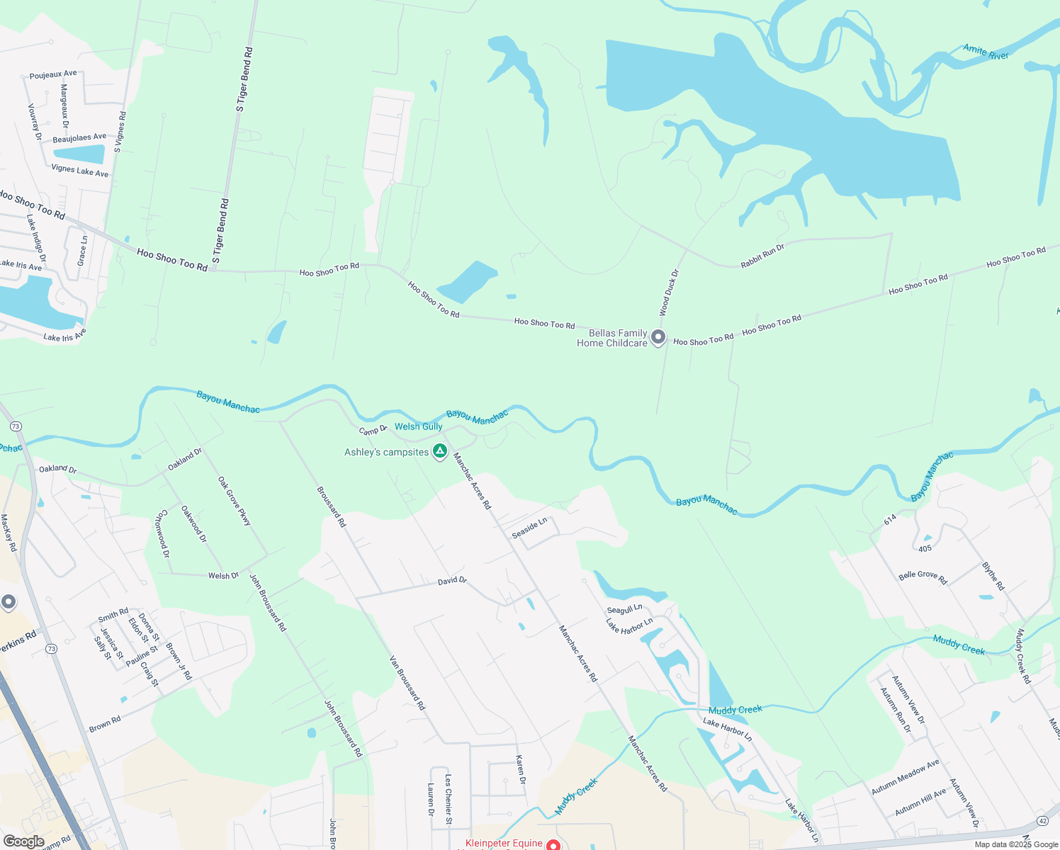 map of restaurants, bars, coffee shops, grocery stores, and more near 39544 Camp Drive in Prairieville