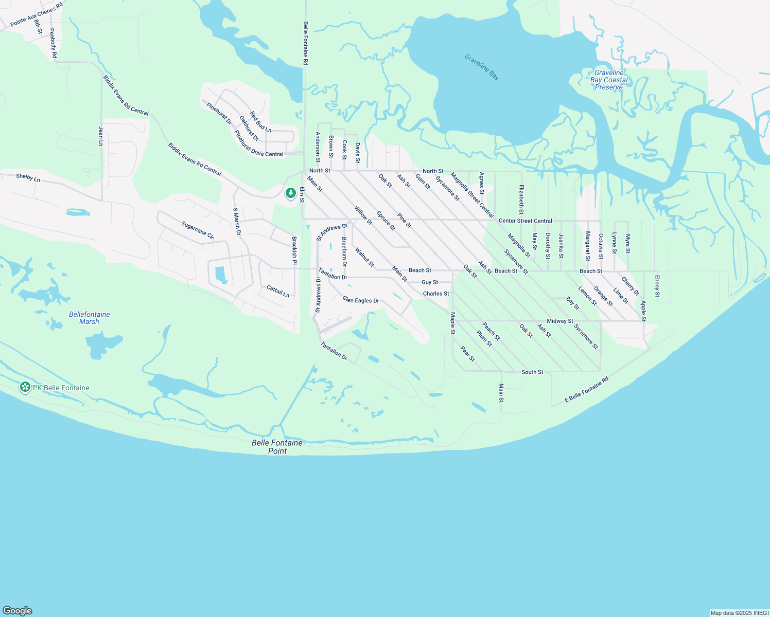 map of restaurants, bars, coffee shops, grocery stores, and more near 207 Glen Eagles Drive in Ocean Springs