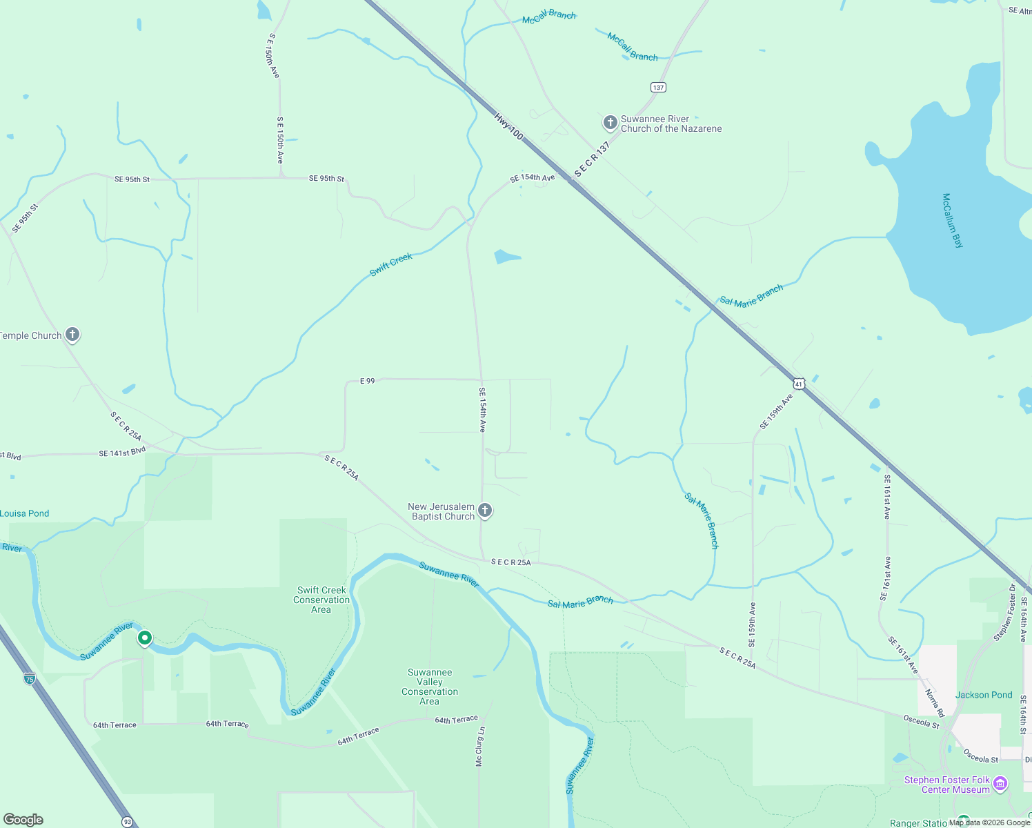 map of restaurants, bars, coffee shops, grocery stores, and more near 9970 Southeast 154th Avenue in White Springs