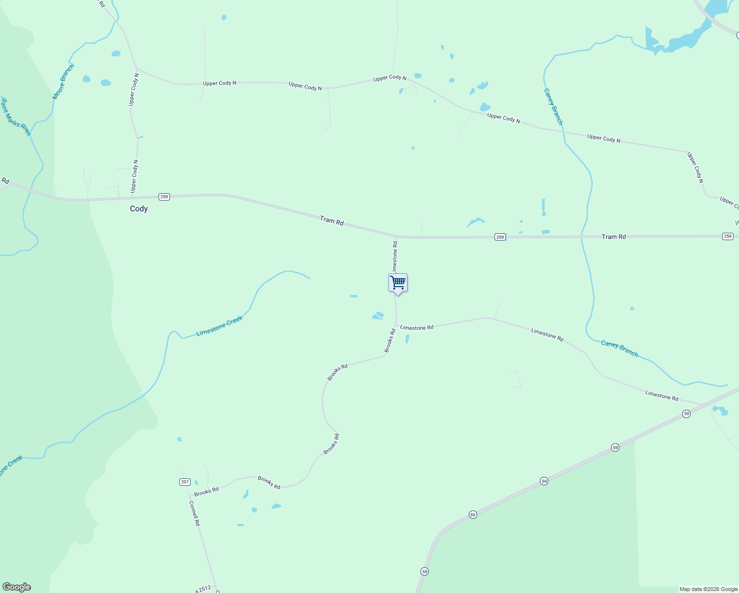 map of restaurants, bars, coffee shops, grocery stores, and more near 304 Limestone Road in Monticello