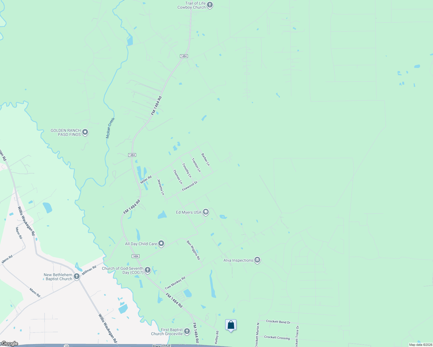 map of restaurants, bars, coffee shops, grocery stores, and more near 15822 Firewood Drive in Conroe