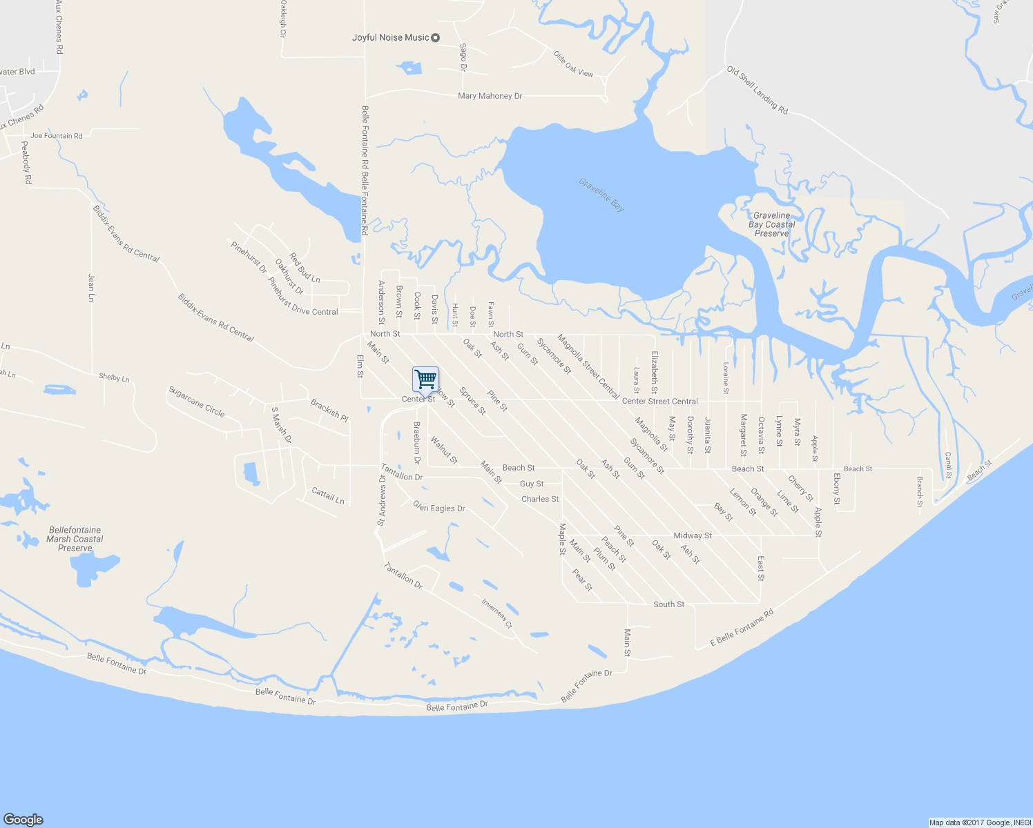 map of restaurants, bars, coffee shops, grocery stores, and more near 1132 Pine St in Ocean Springs