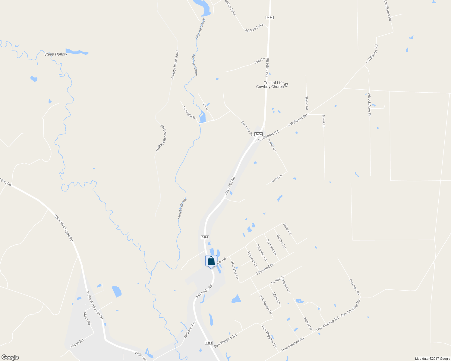 map of restaurants, bars, coffee shops, grocery stores, and more near 17276 Fm 1484 Road in Conroe