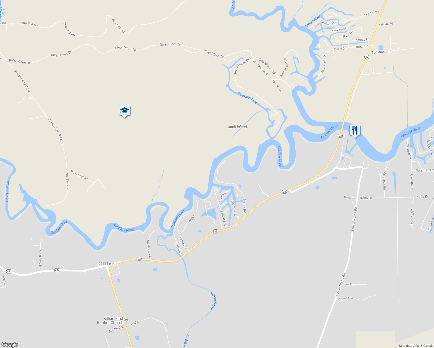 map of restaurants, bars, coffee shops, grocery stores, and more near 20550 Henry Road in Springfield