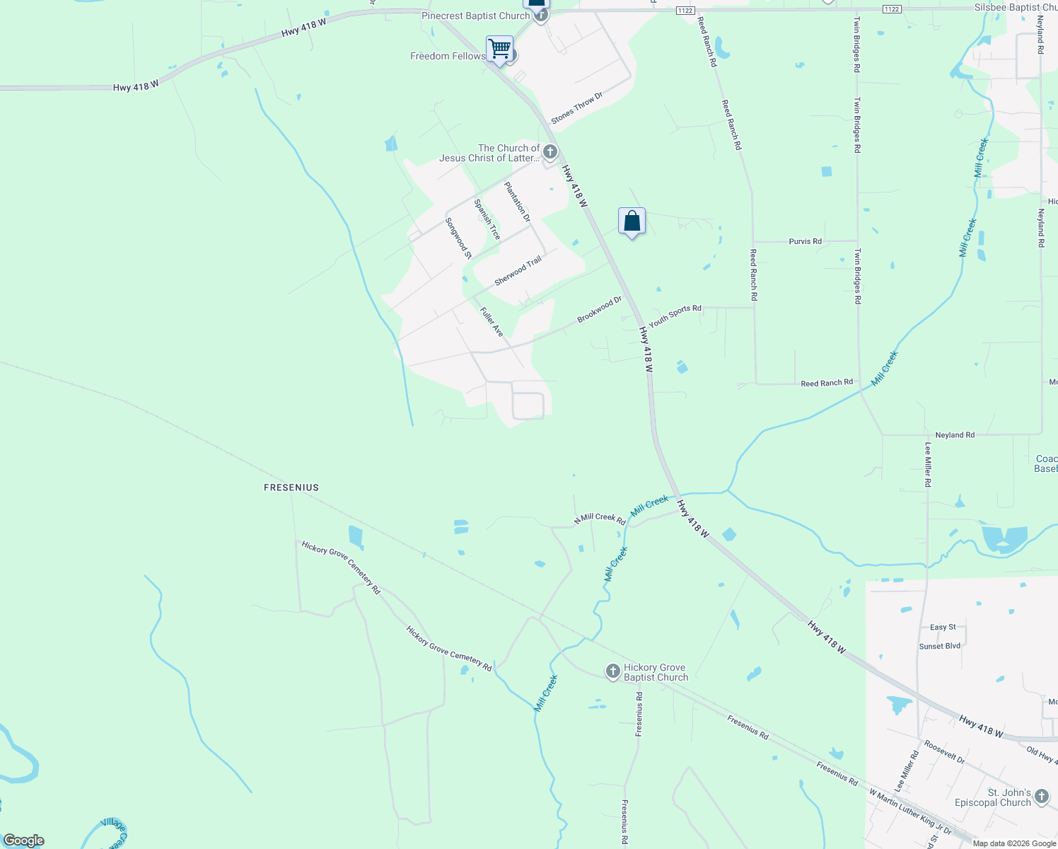 map of restaurants, bars, coffee shops, grocery stores, and more near 1075 Magnolia Trace in Silsbee
