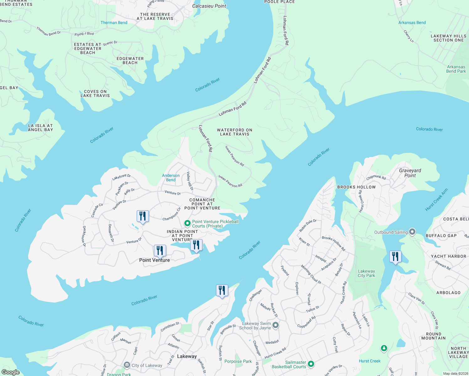 map of restaurants, bars, coffee shops, grocery stores, and more near 18101 Cedar Sage Court in Leander
