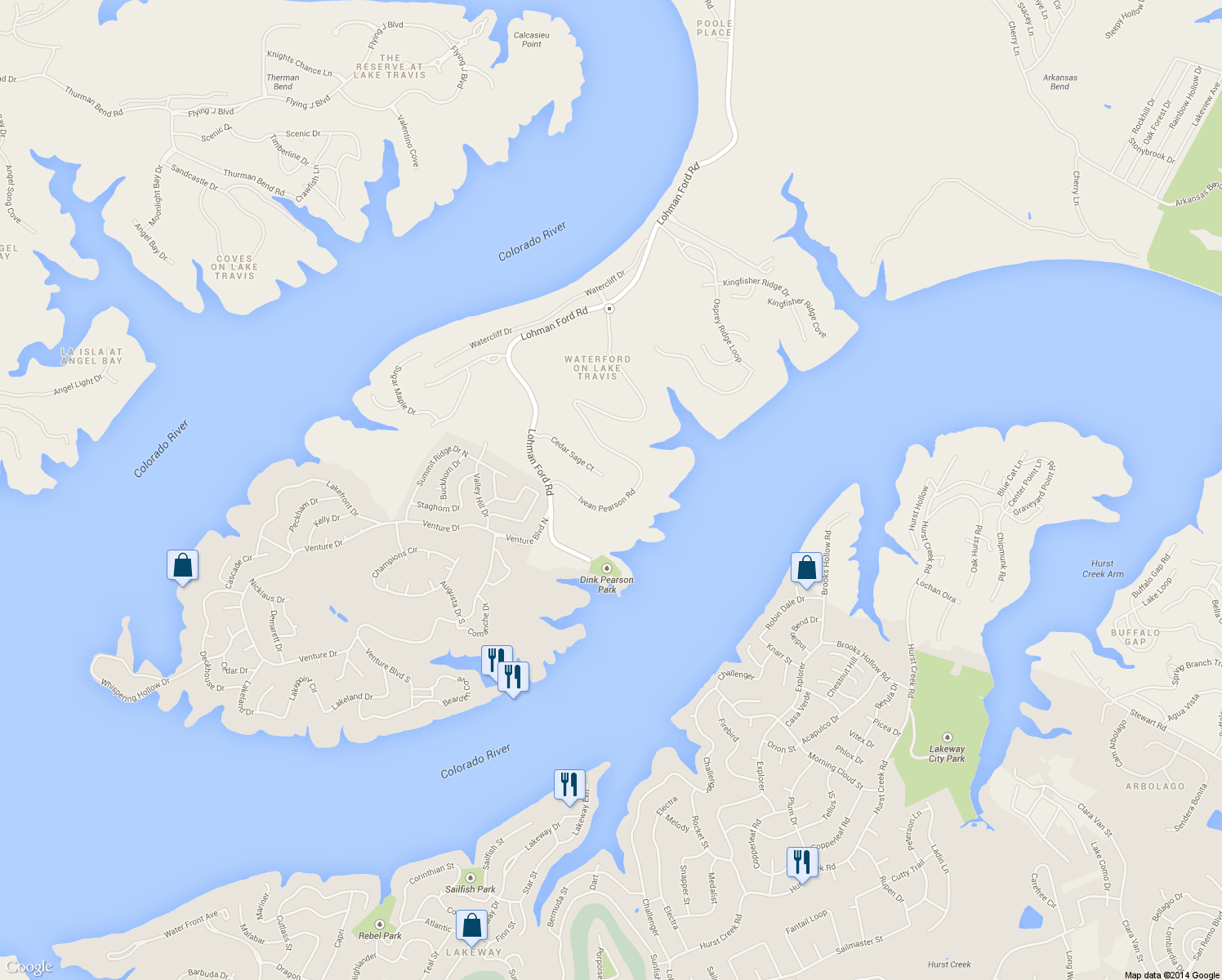 map of restaurants, bars, coffee shops, grocery stores, and more near 18101 Cedar Sage Court in Leander