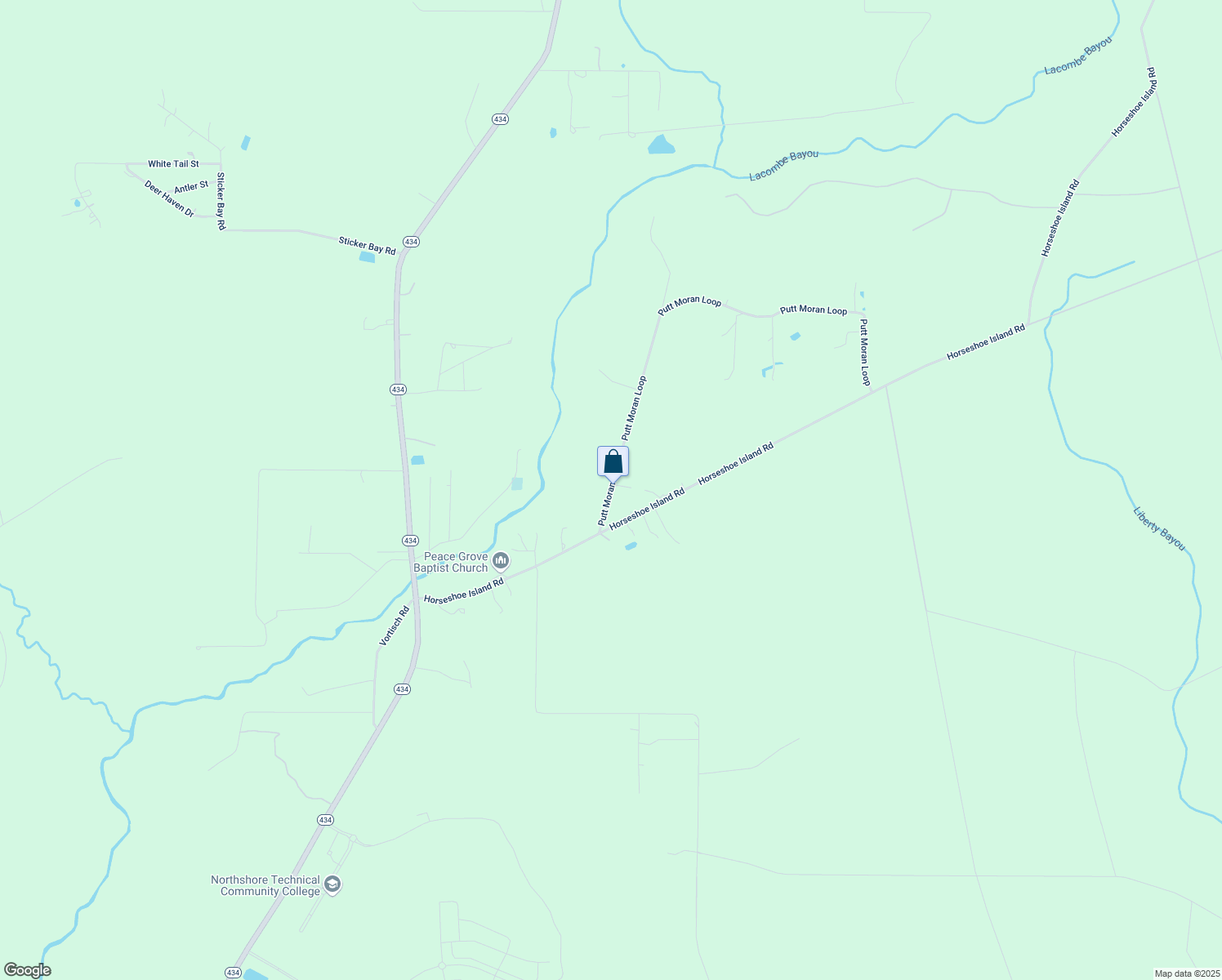 map of restaurants, bars, coffee shops, grocery stores, and more near 31072 Putt Moran Loop in Lacombe