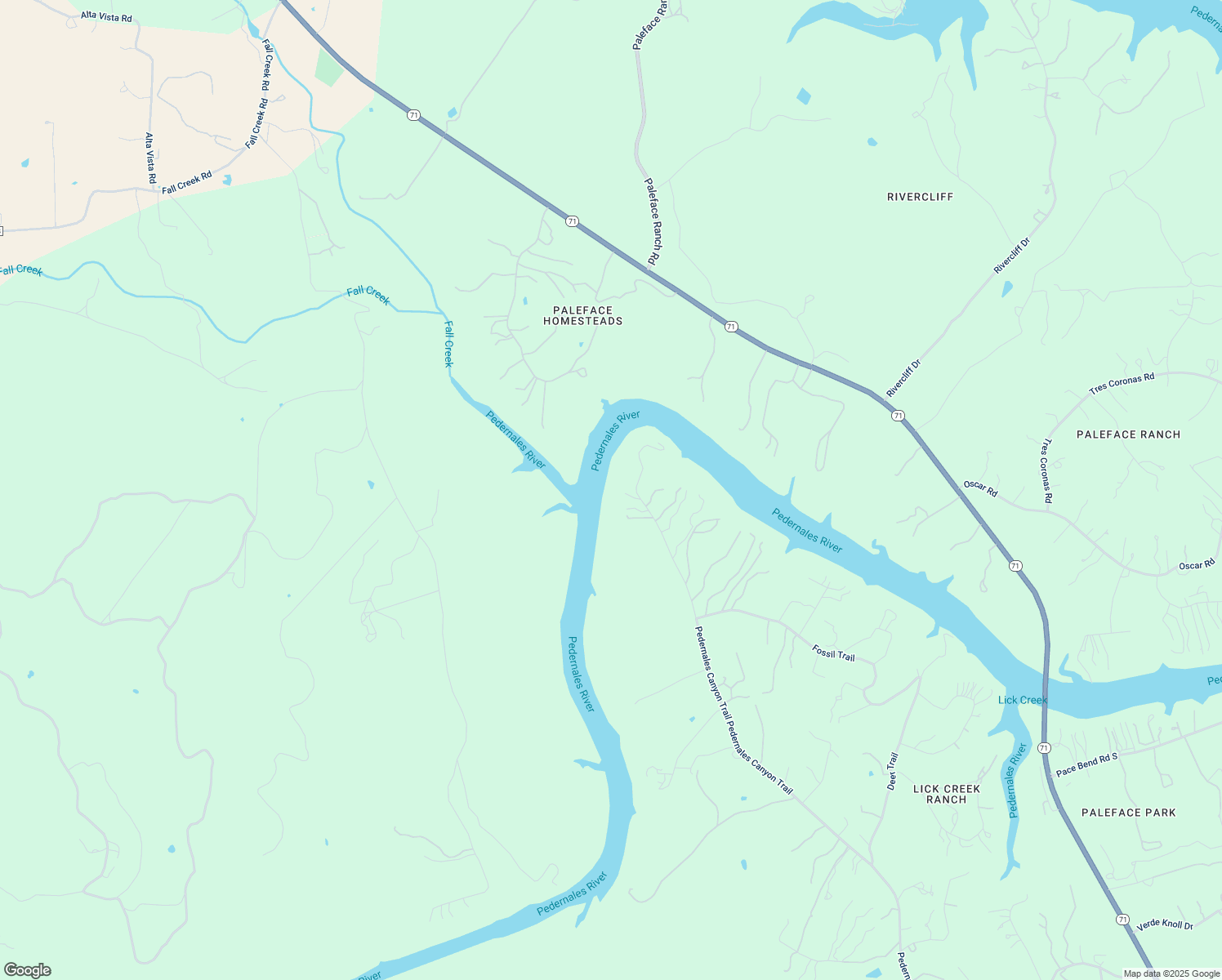 map of restaurants, bars, coffee shops, grocery stores, and more near 25115 Pedernales Canyon Trail in Spicewood