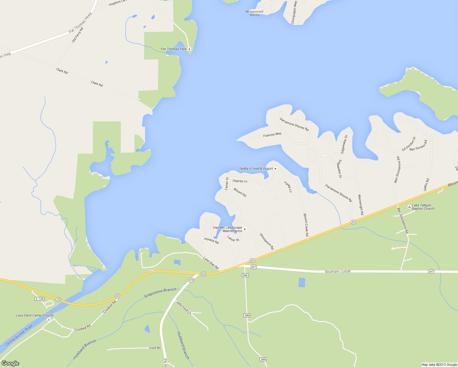 map of restaurants, bars, coffee shops, grocery stores, and more near 24343 Lanier Street in Tallahassee