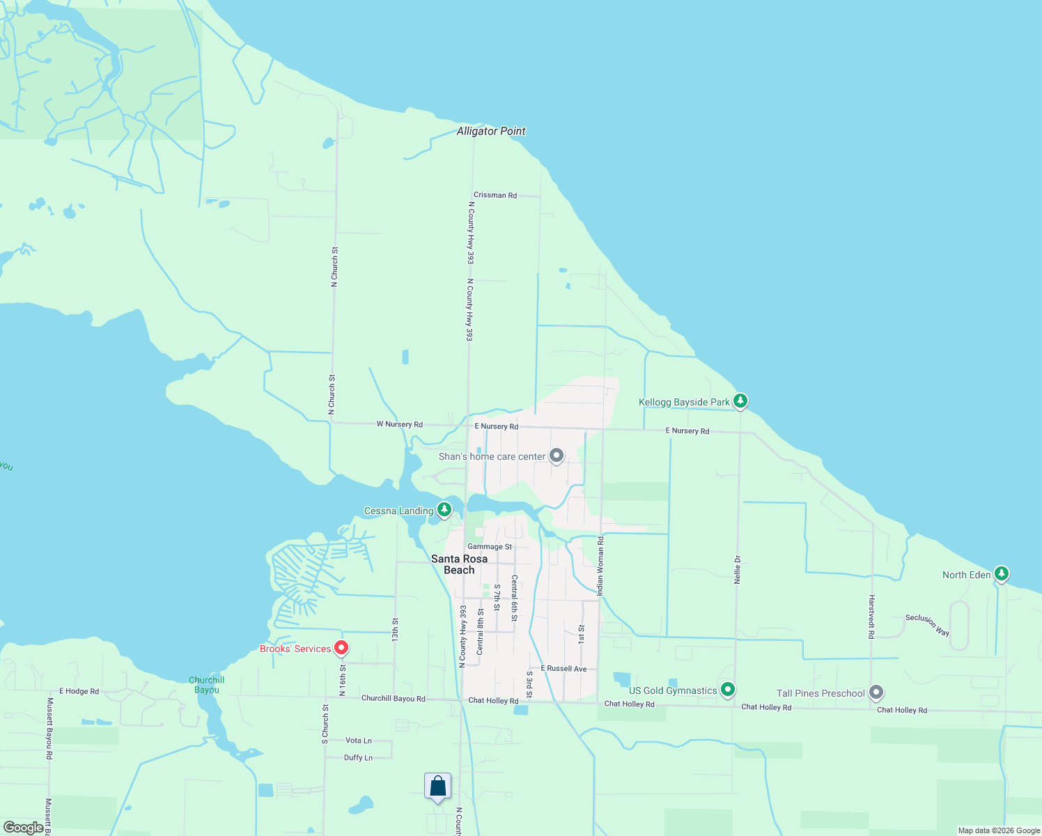 map of restaurants, bars, coffee shops, grocery stores, and more near 211 East Nursery Road in Santa Rosa Beach