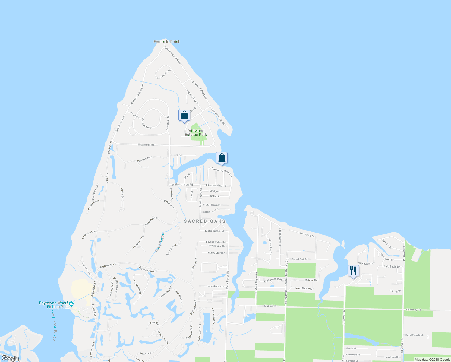 map of restaurants, bars, coffee shops, grocery stores, and more near 42 Palmetto Street in Santa Rosa Beach