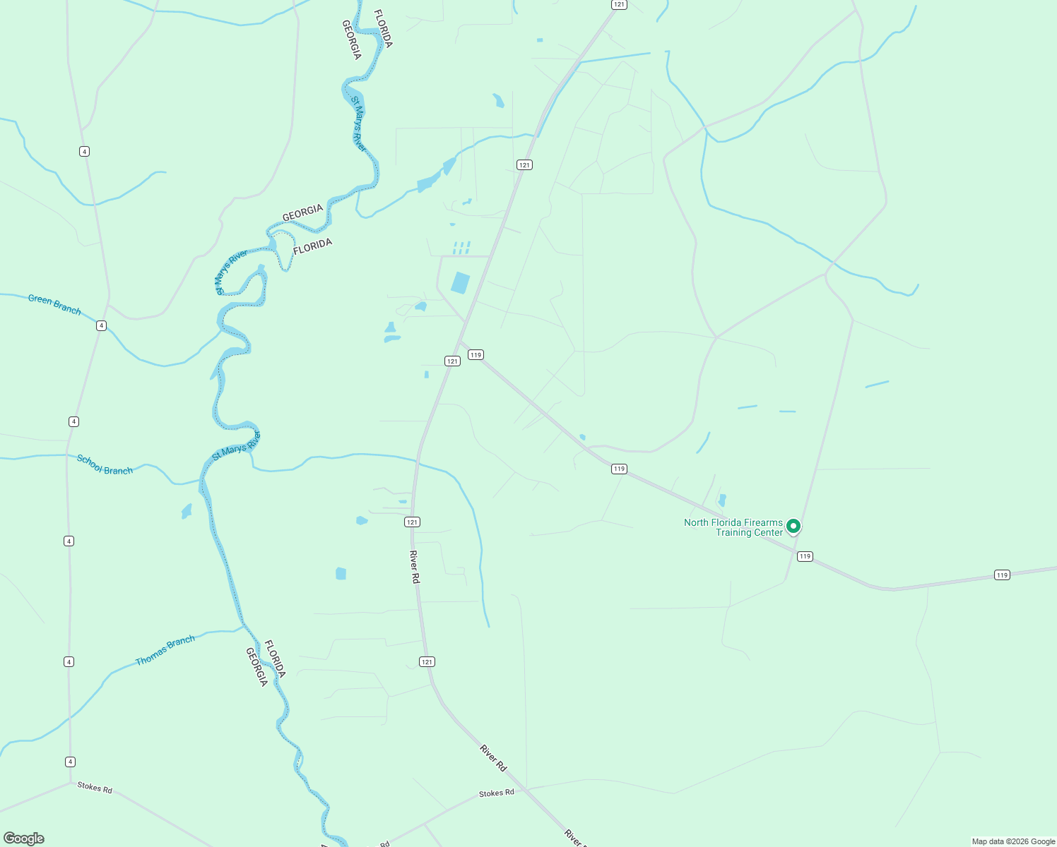 map of restaurants, bars, coffee shops, grocery stores, and more near 1647 County Road 119 in Bryceville