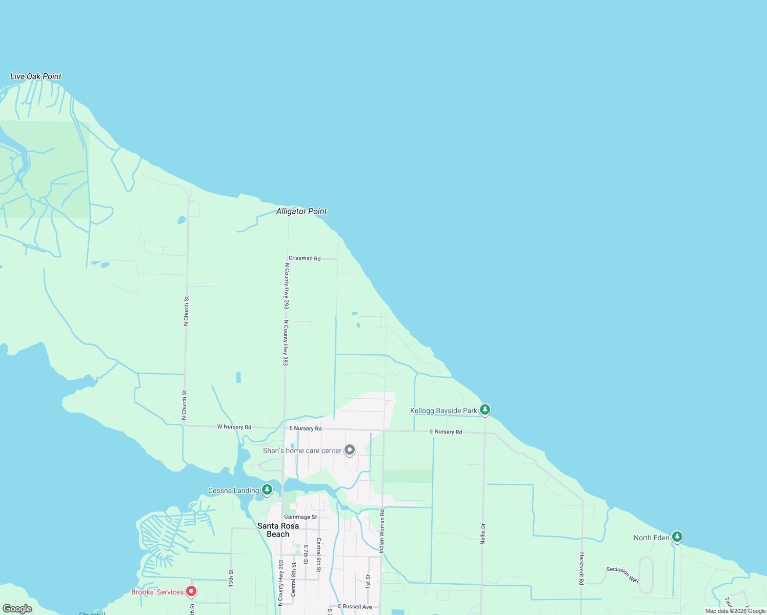 map of restaurants, bars, coffee shops, grocery stores, and more near 1586 Indian Woman Road in Santa Rosa Beach