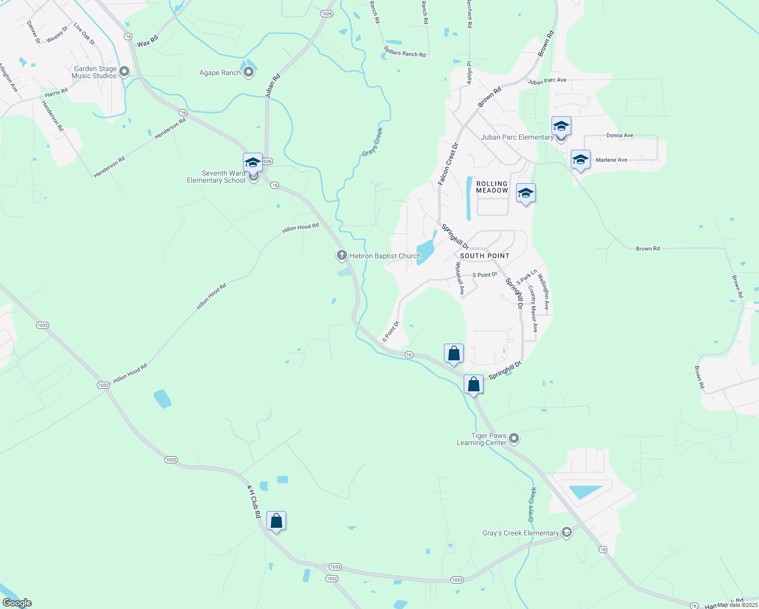 map of restaurants, bars, coffee shops, grocery stores, and more near 23784 Louisiana 16 in Denham Springs