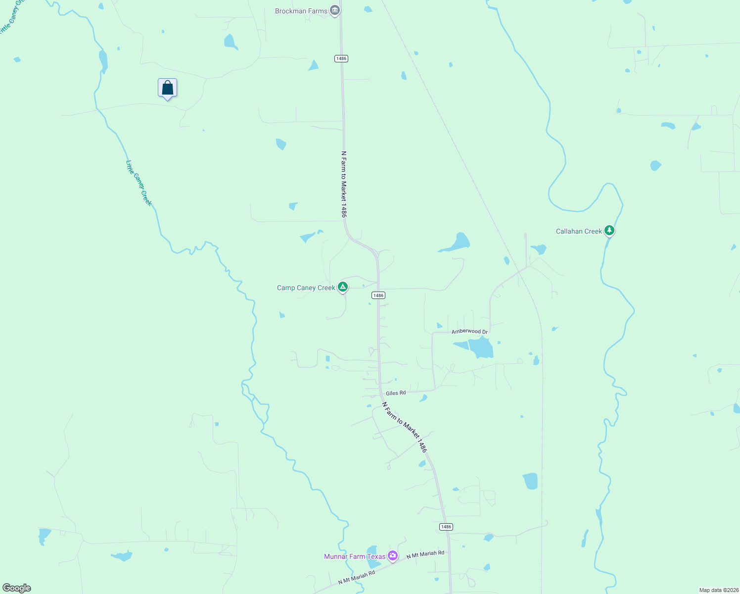 map of restaurants, bars, coffee shops, grocery stores, and more near 3545 North Farm to Market 1486 in Montgomery