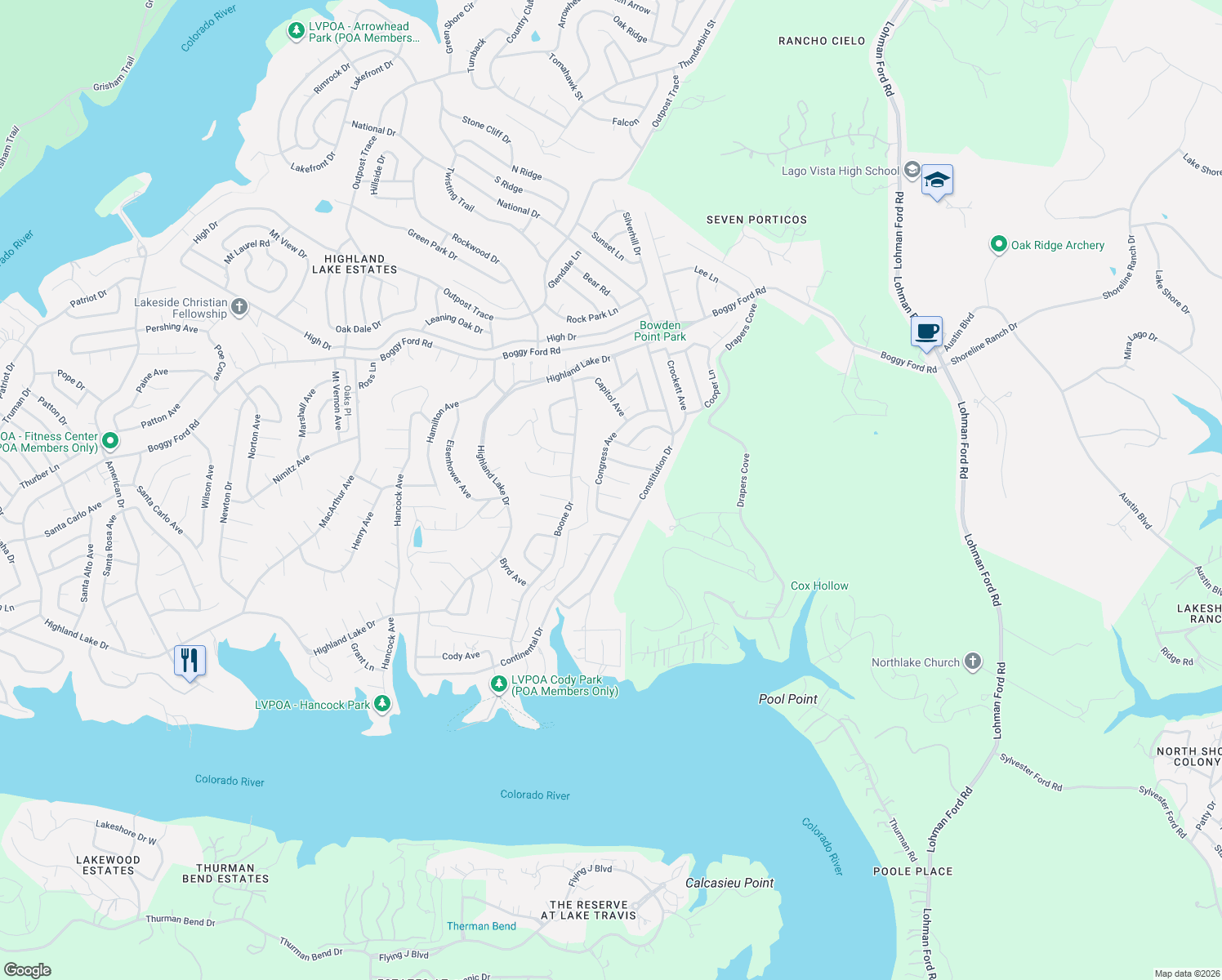 map of restaurants, bars, coffee shops, grocery stores, and more near 20101 Carnege Cove in Leander