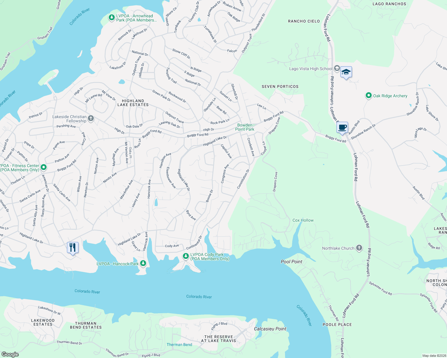 map of restaurants, bars, coffee shops, grocery stores, and more near 20101 Carnege Cove in Leander