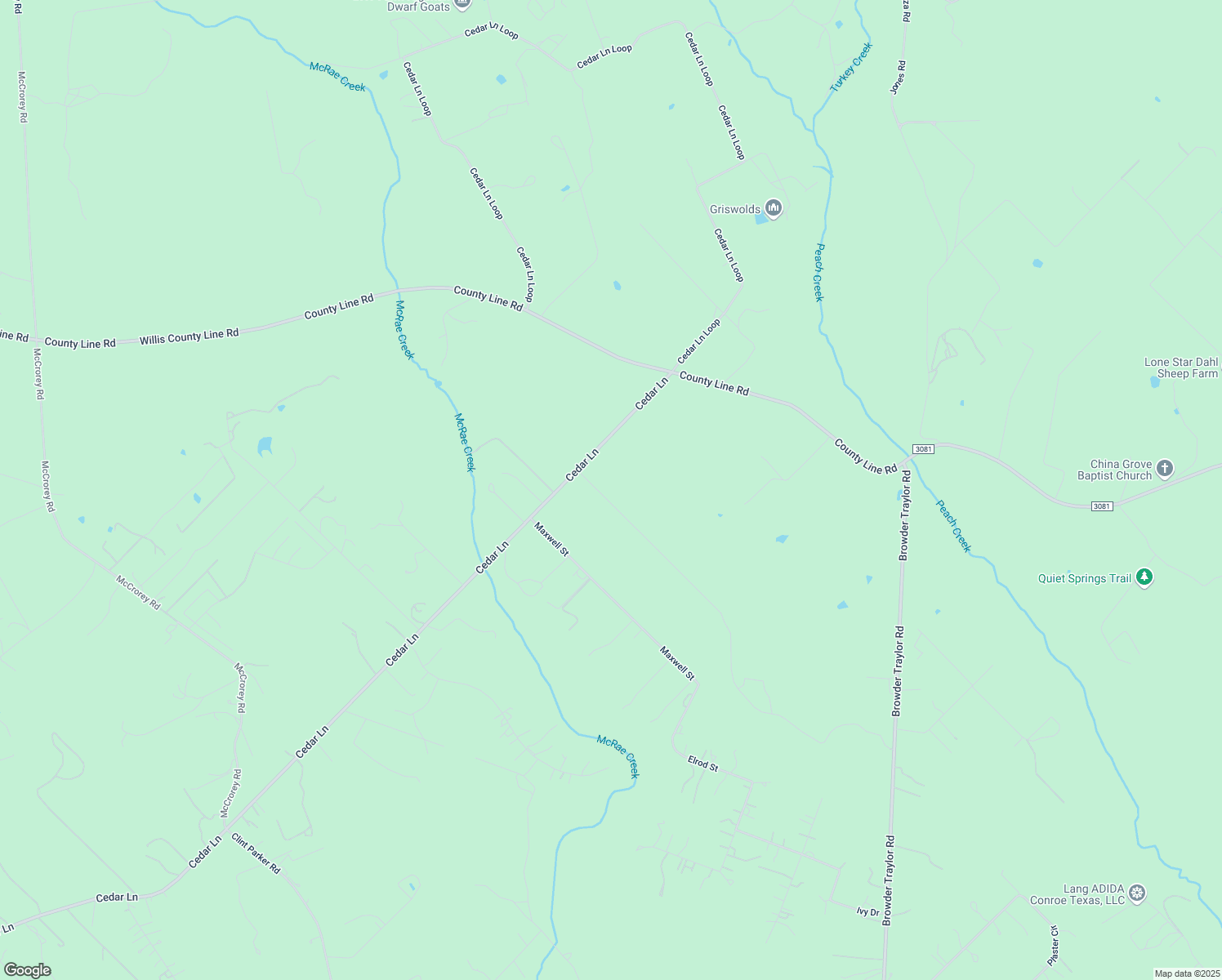 map of restaurants, bars, coffee shops, grocery stores, and more near 12690 Timberline Estates Drive in Willis