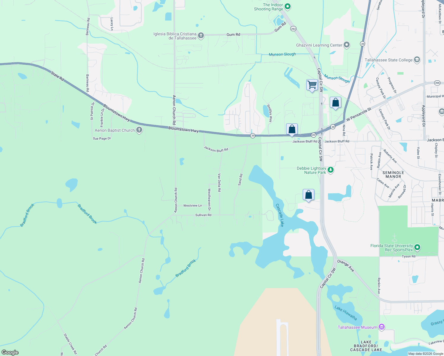 map of restaurants, bars, coffee shops, grocery stores, and more near 1351 Van Delia Road in Tallahassee