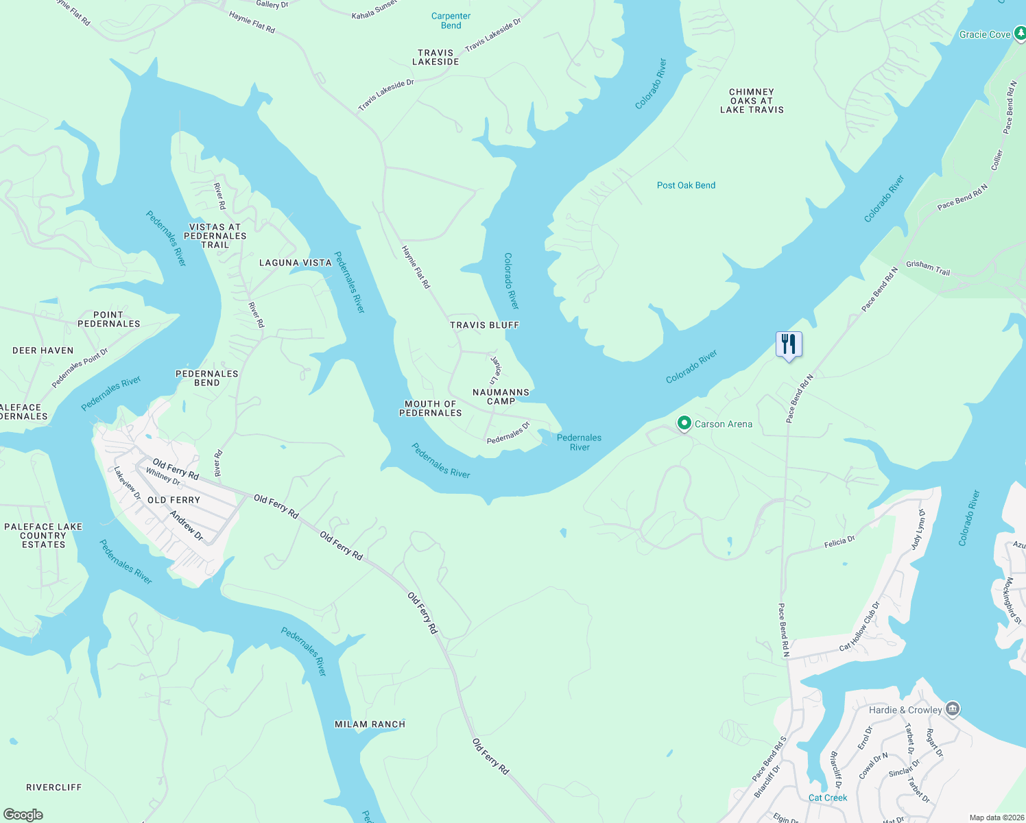 map of restaurants, bars, coffee shops, grocery stores, and more near 24009 Haynie Flat Road in Spicewood