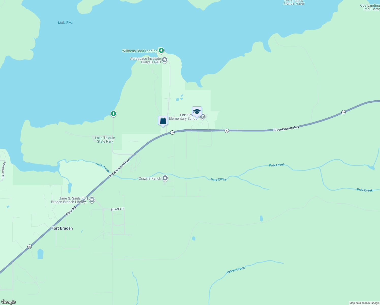map of restaurants, bars, coffee shops, grocery stores, and more near 727 Little John Road in Tallahassee