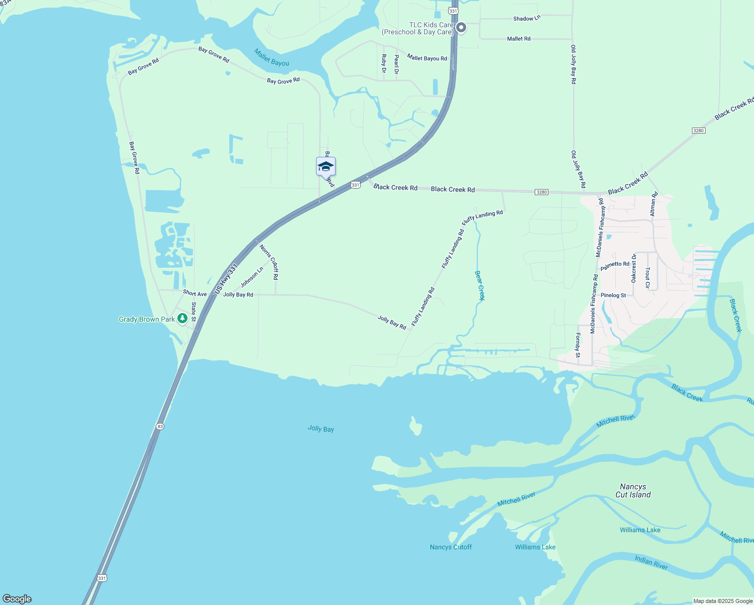 map of restaurants, bars, coffee shops, grocery stores, and more near 793 Jolly Bay Road in Freeport
